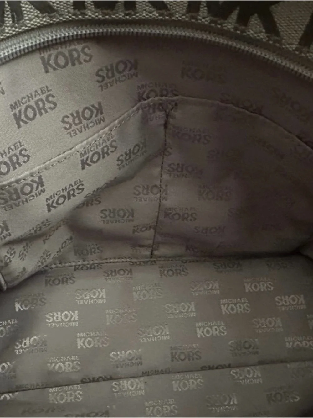 Michael Kors Brown and Gray MK Logo Tote with Tassel Charm